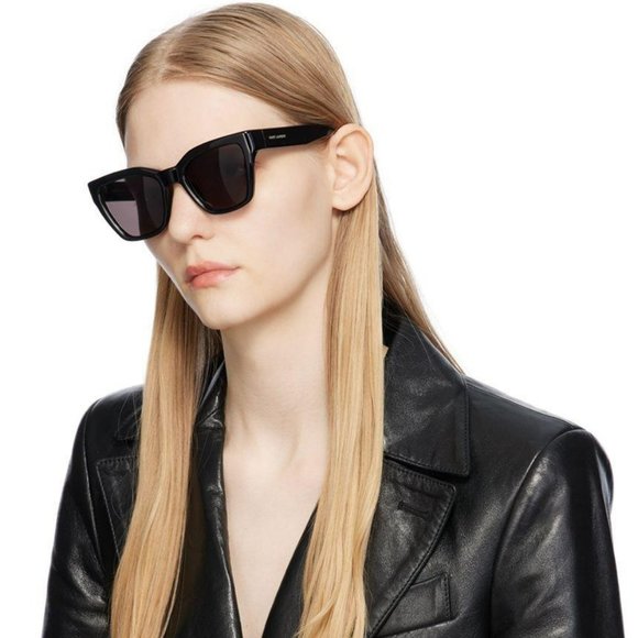 BRAND NEW Saint Laurent SL641 001 Black Cat Eye Unisex Sunglasses - Picture 12 of 13